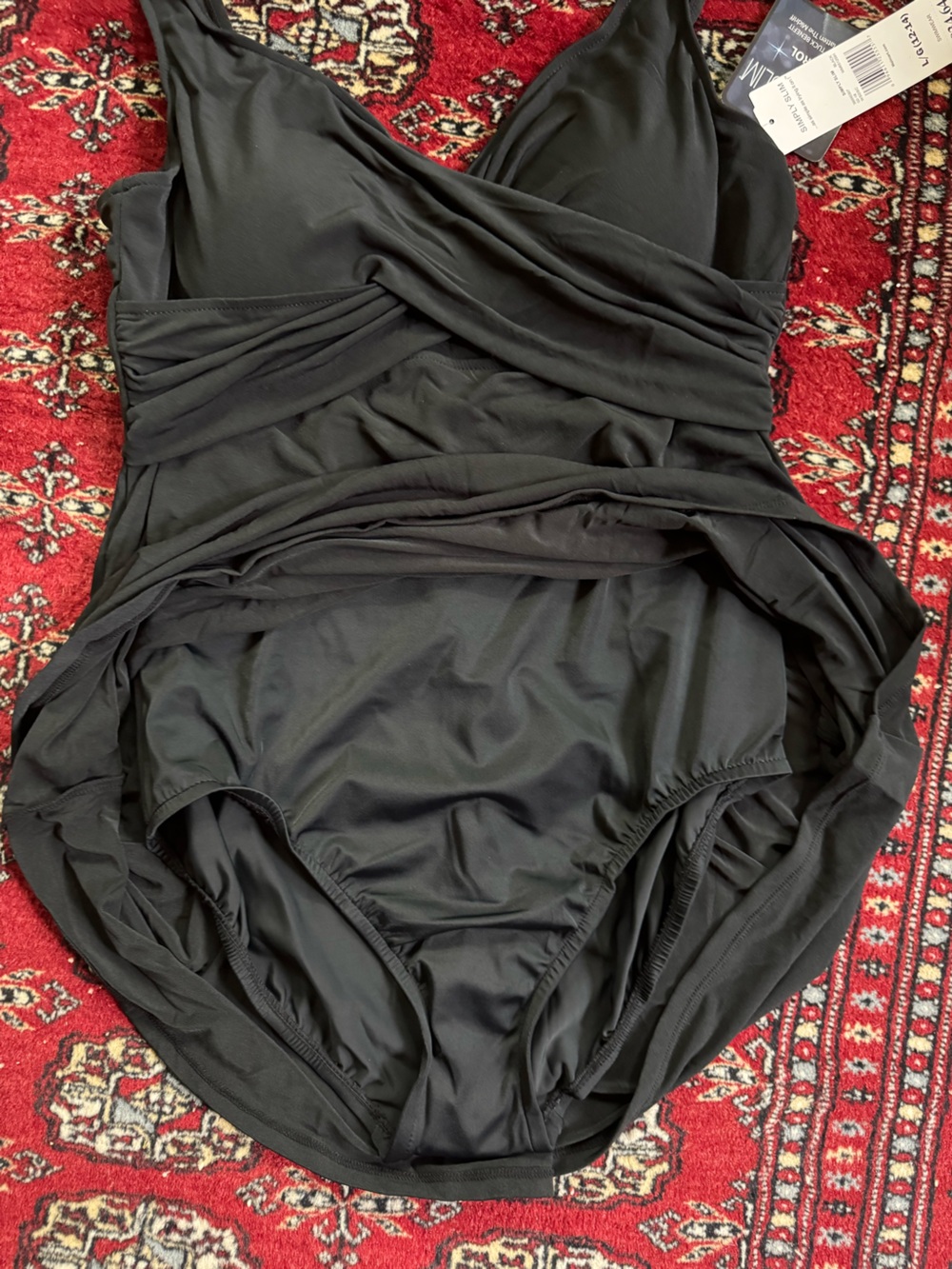 NEW Simply Slim Cross Your Heart Tummy Control Swimdress Size Large 12/14 NWT - Picture 8 of 12